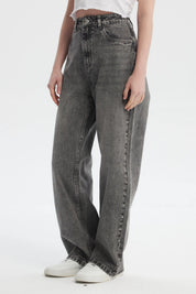 Jeans Mujer Calce Recto Gris