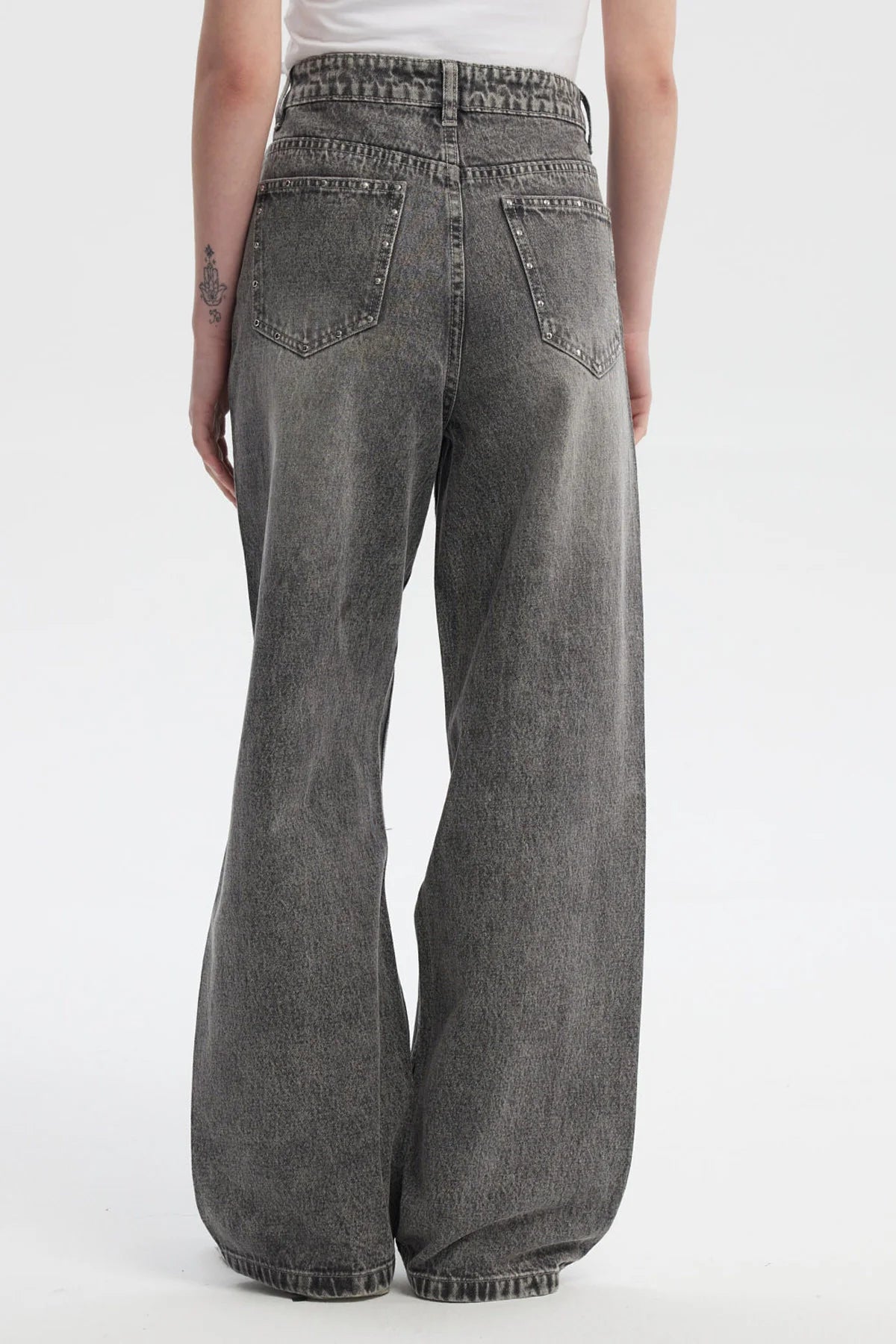 Jeans Mujer Calce Recto Gris