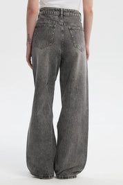 Jeans Mujer Calce Recto Gris