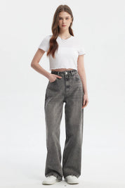 Jeans Mujer Calce Recto Gris