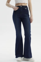 Jeans Mujer Flare Azul Oscuro