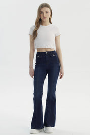 Jeans Mujer Flare Azul Oscuro