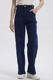 Jeans Mujer Calce Recto Azul Oscuro