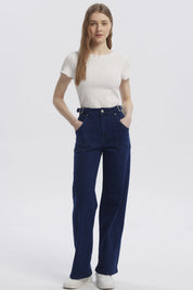 Jeans Mujer Calce Recto Azul Oscuro