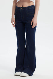 Jeans Mujer Flare Azul Oscuro