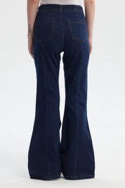 Jeans Mujer Flare Azul Oscuro