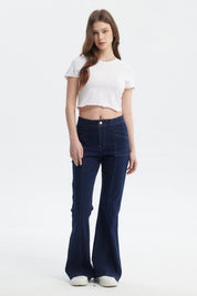Jeans Mujer Flare Azul Oscuro