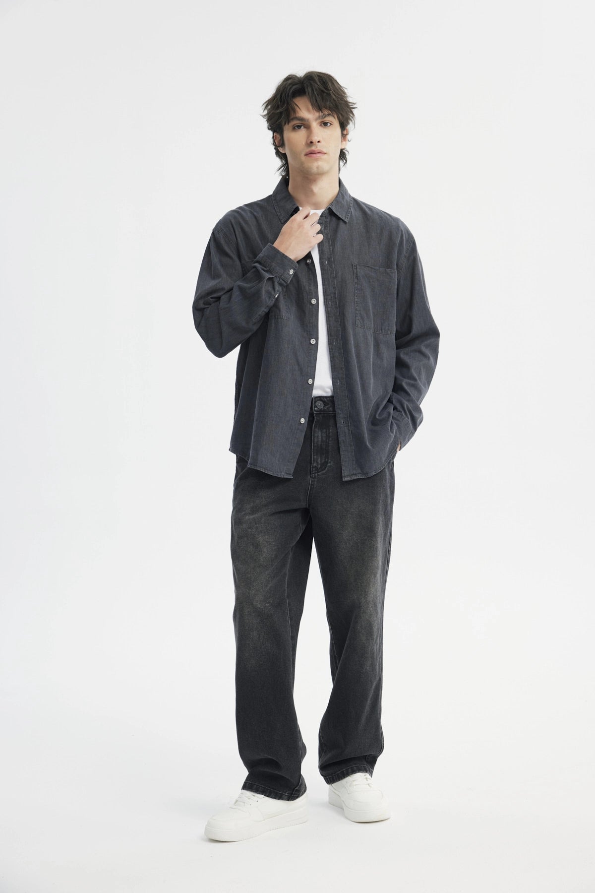 Camisa Hombre Denim Gris