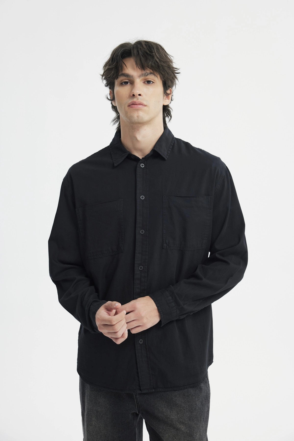 Camisa Hombre Denim Negro