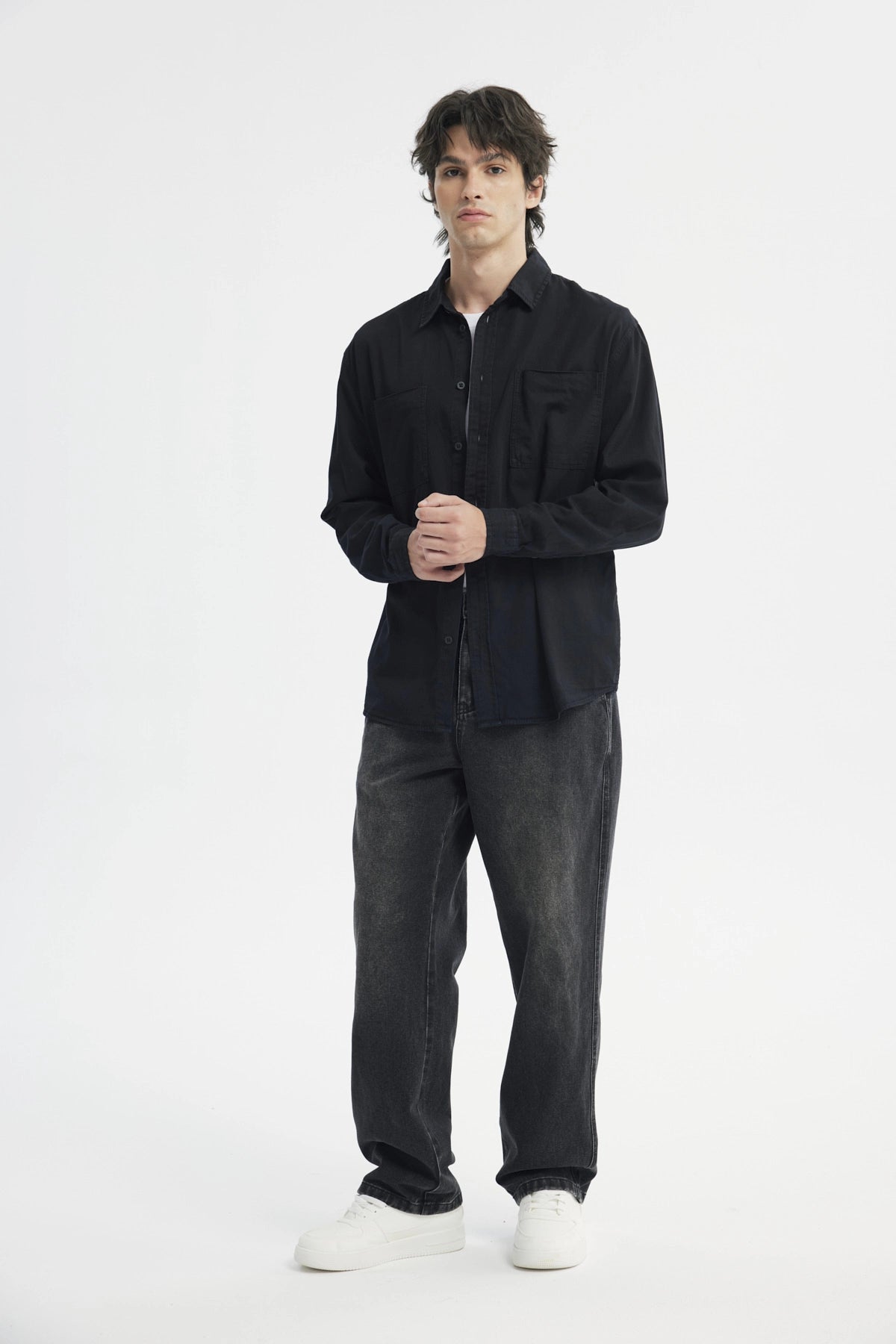 Camisa Hombre Denim Negro