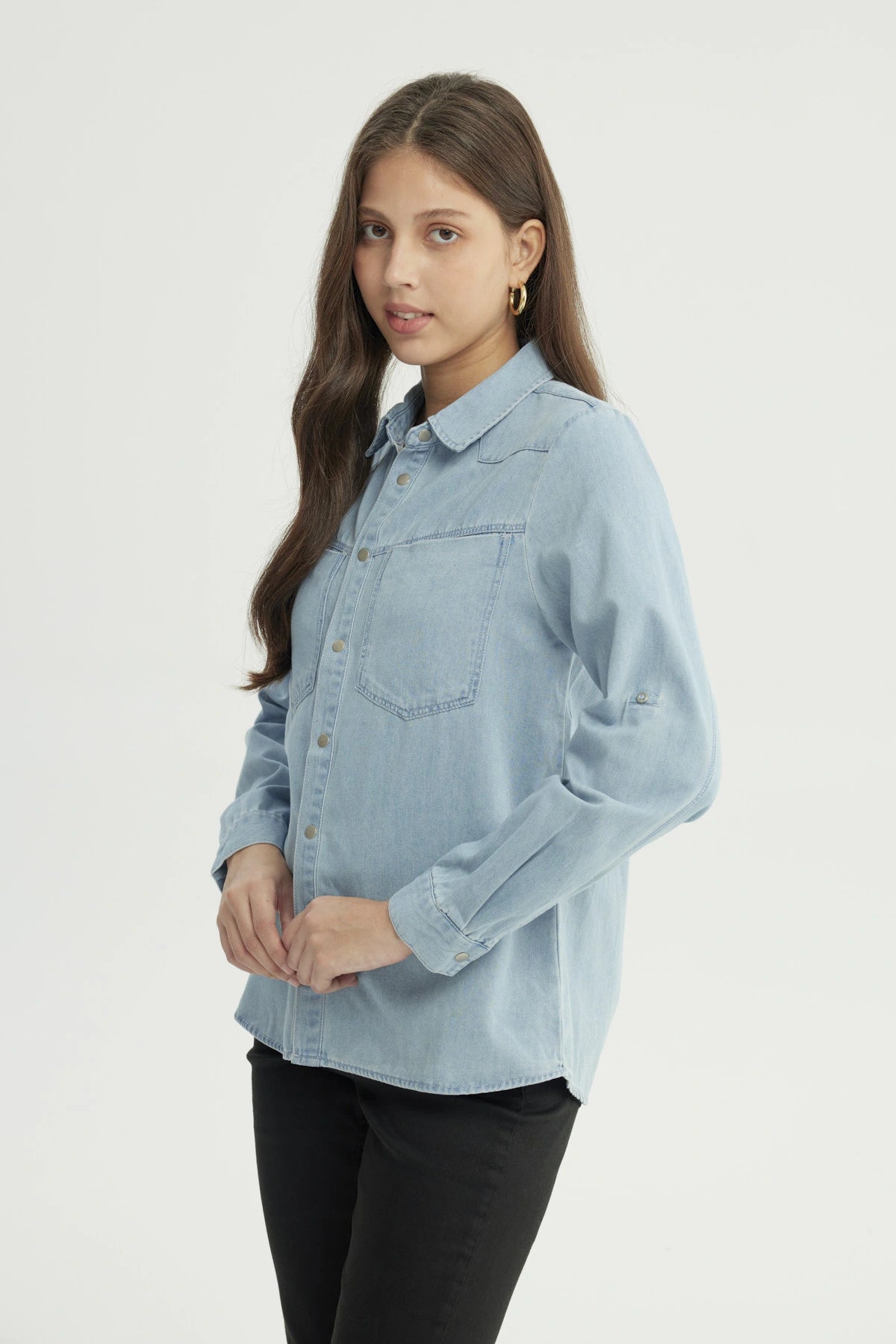 Blusa Mujer Denim Azul Claro