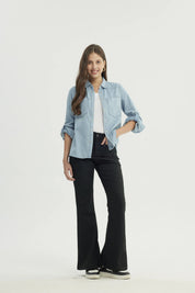 Blusa Mujer Denim Azul Claro