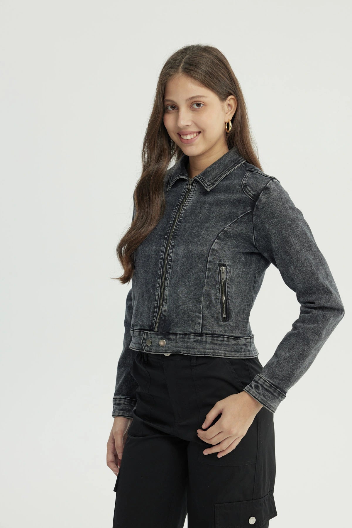 Chaqueta Mujer Denim Negro