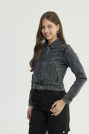 Chaqueta Mujer Denim Negro
