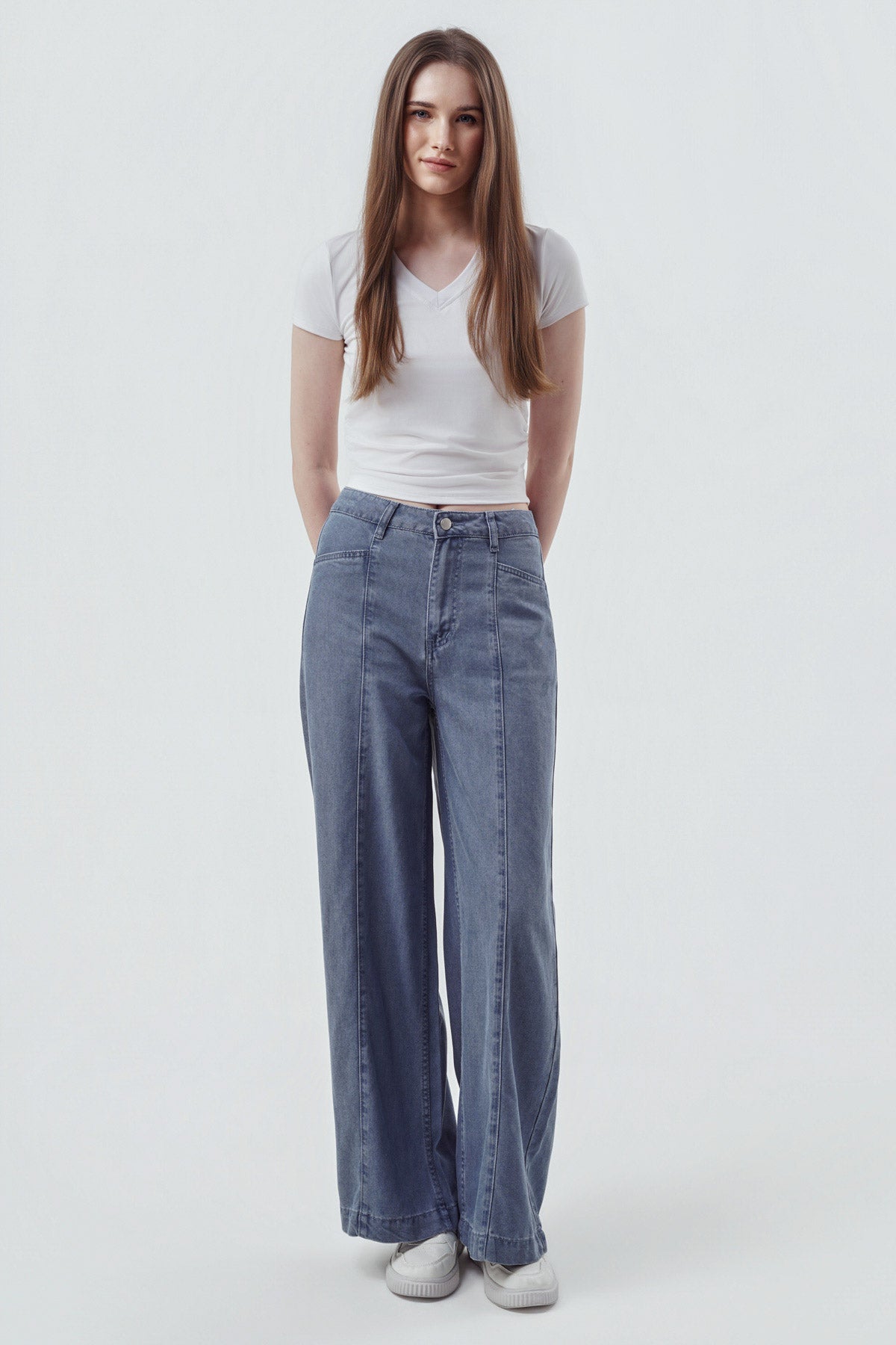 Jeans Mujer Calce Recto Azul Claro