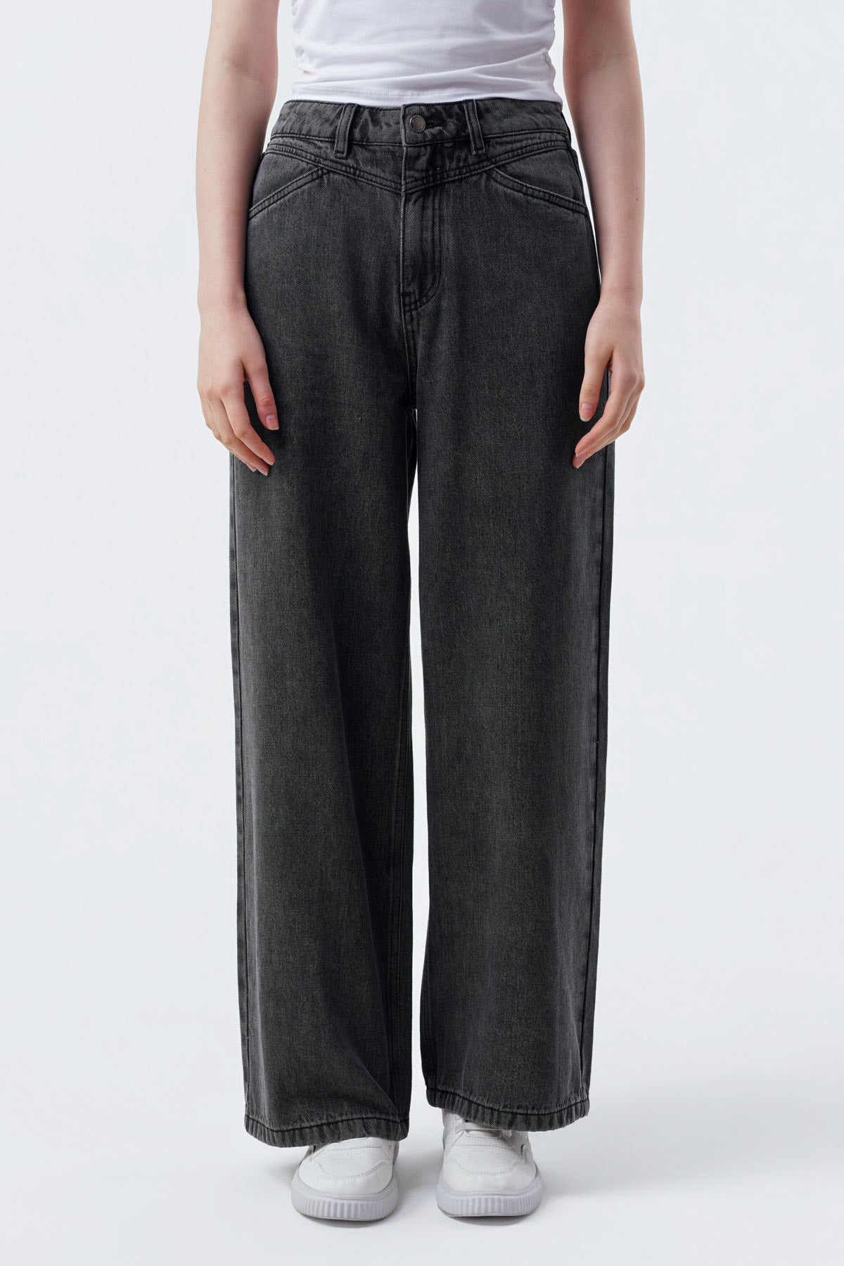 Jeans Baggy Mujer Gris