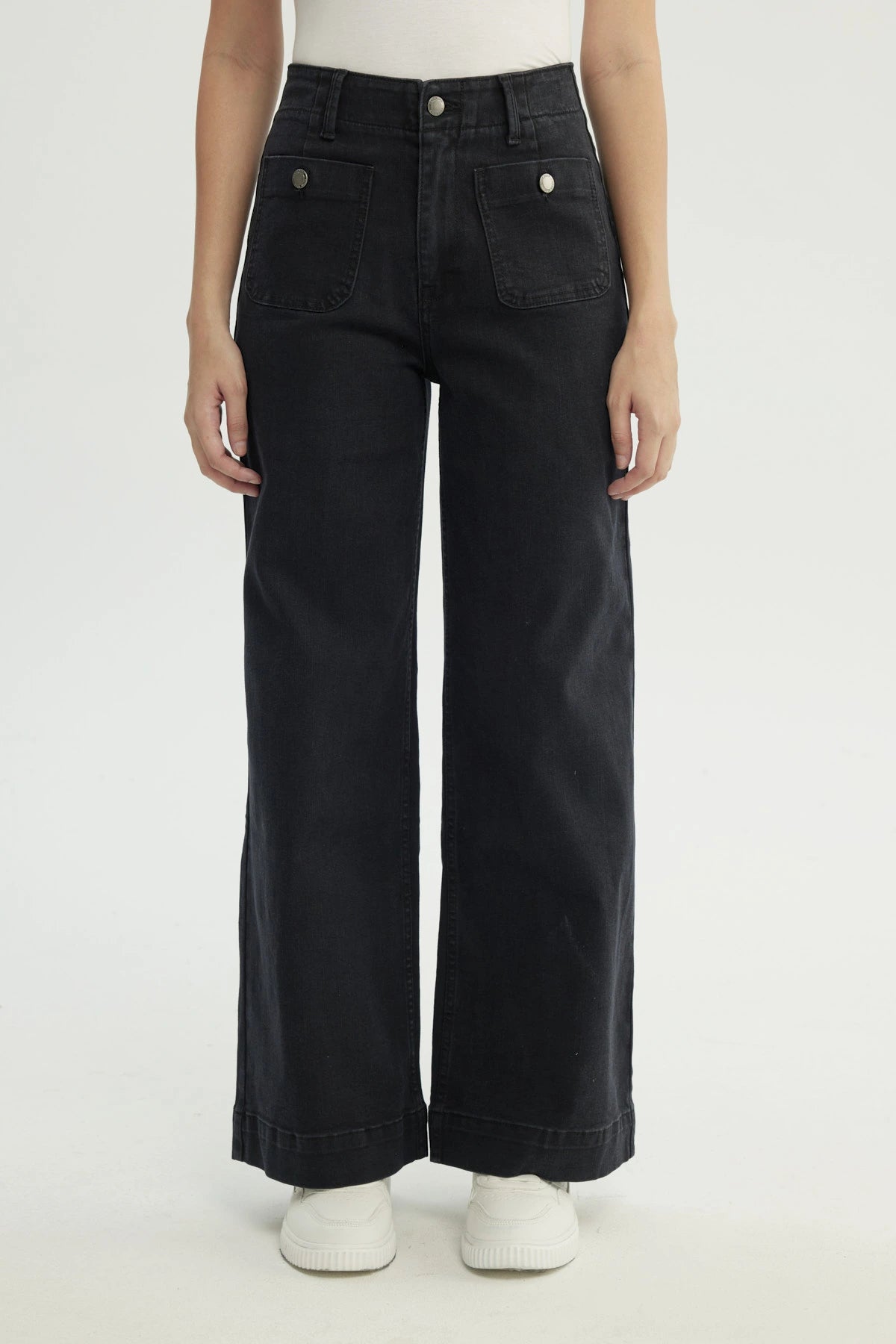 Jeans Mujer Moda Wide Leg Negro