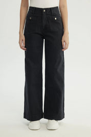 Jeans Mujer Moda Wide Leg Negro