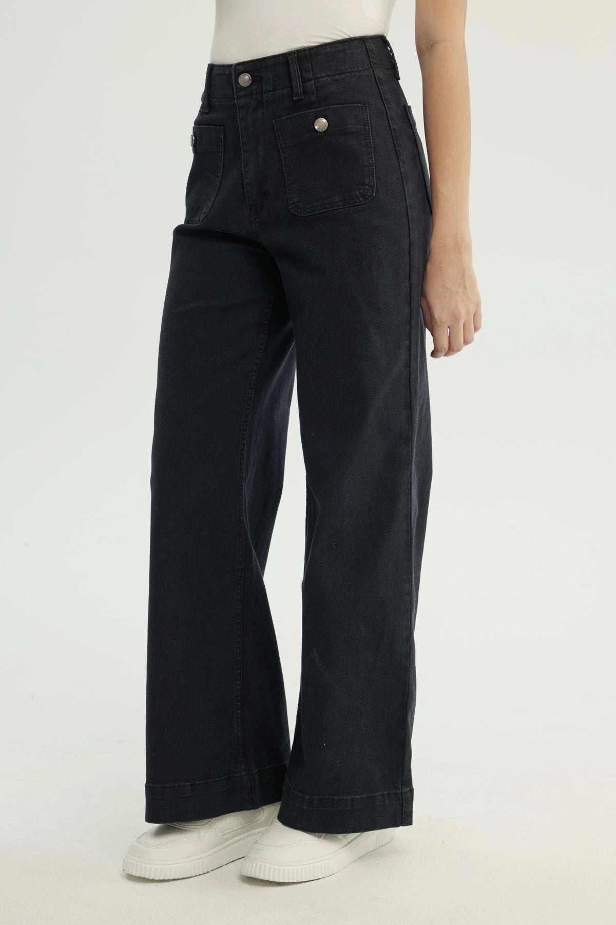 Jeans Mujer Moda Wide Leg Negro