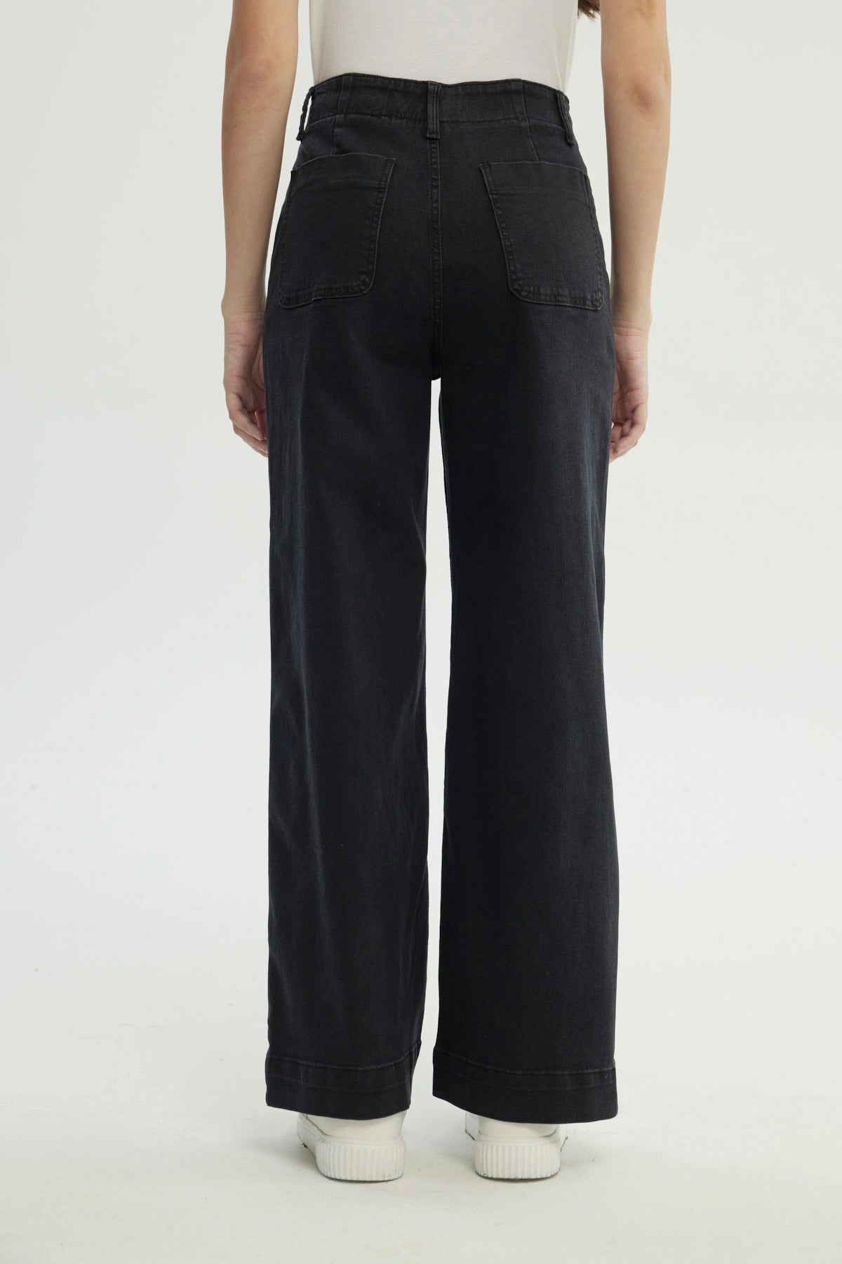 Jeans Mujer Moda Wide Leg Negro
