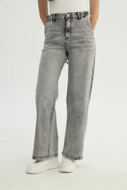 Jeans Mujer Calce Recto Gris