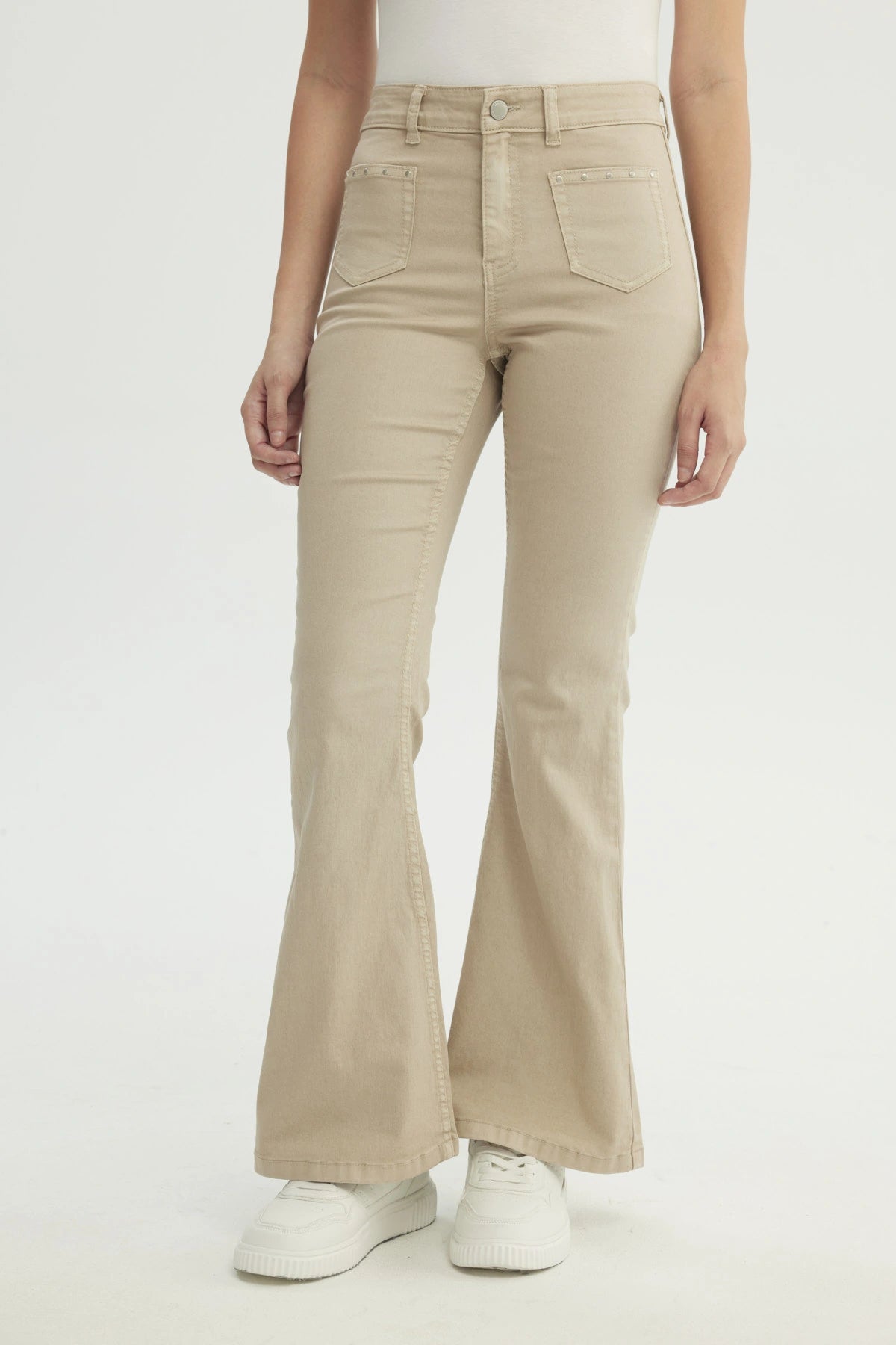 Jeans Mujer Flare Beige