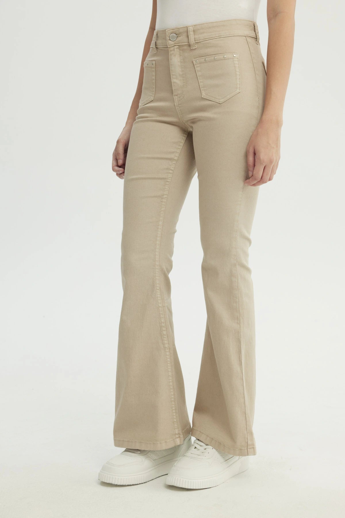Jeans Mujer Flare Beige