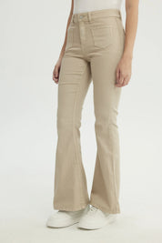 Jeans Mujer Flare Beige