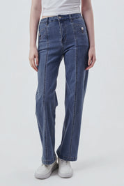 Jeans Calce Recto Mujer Azul