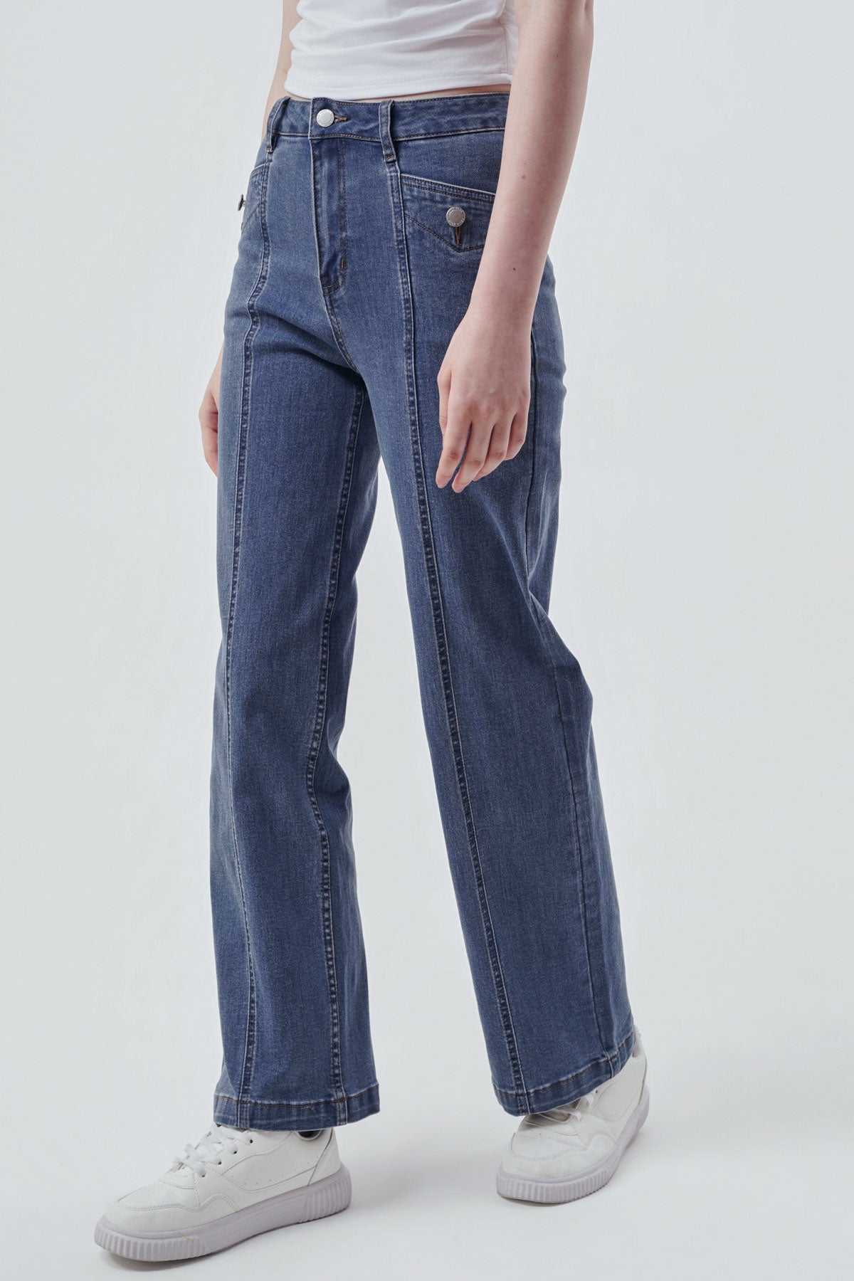 Jeans Calce Recto Mujer Azul
