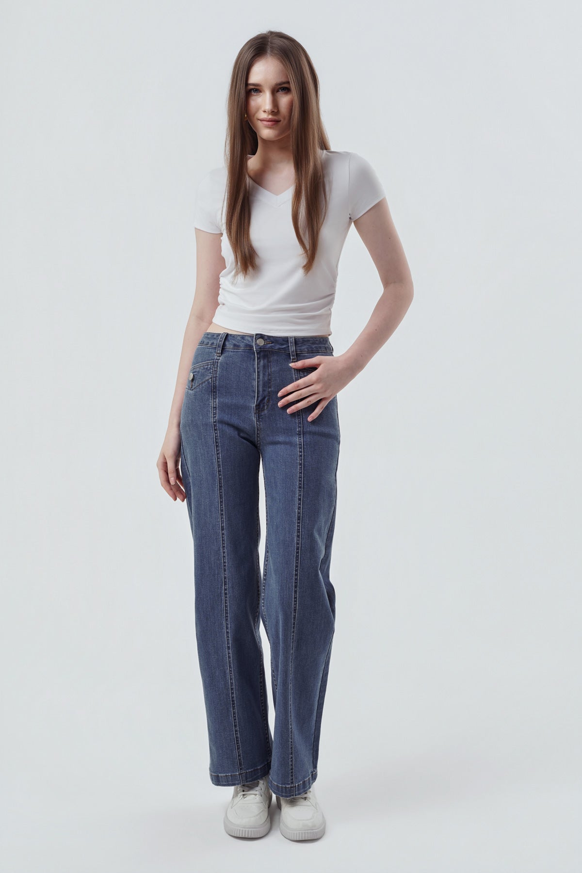 Jeans Calce Recto Mujer Azul