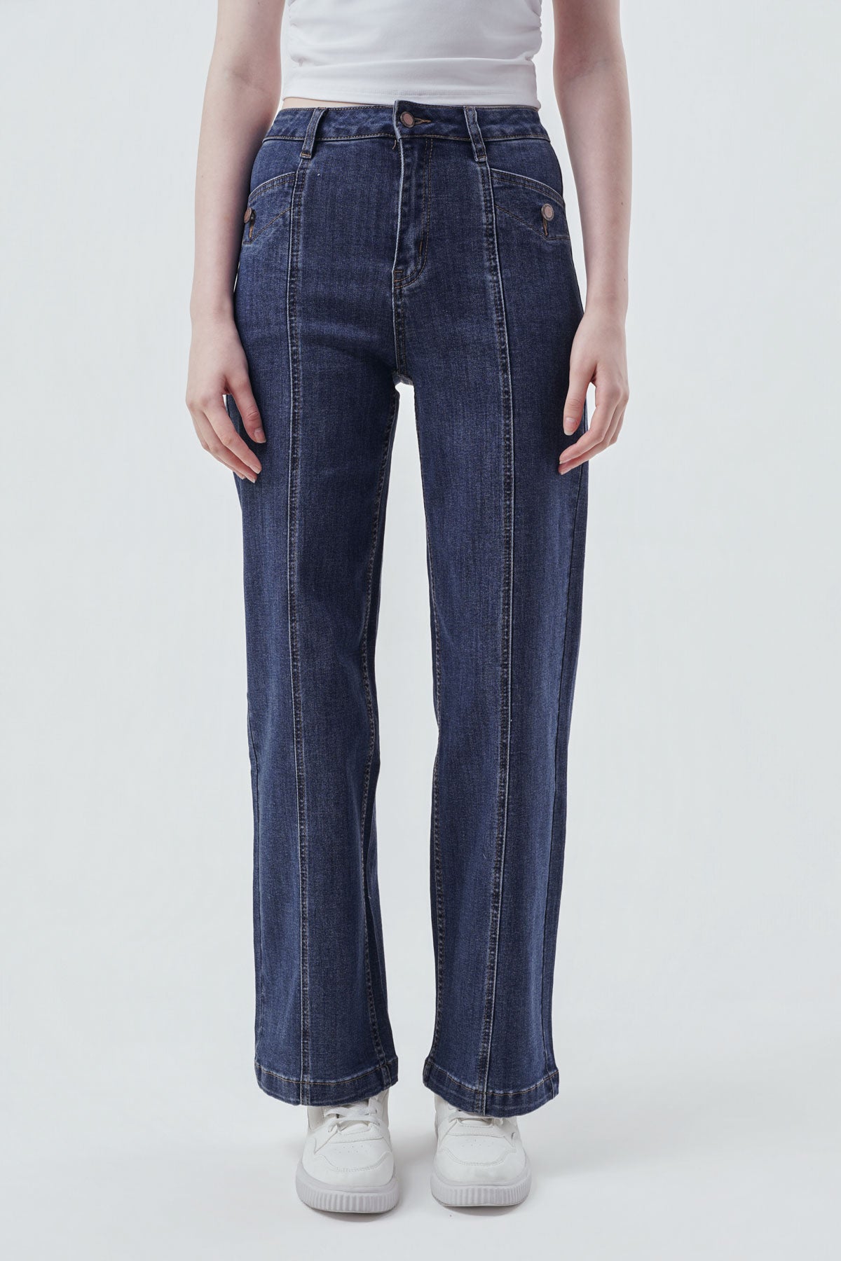 Jeans Calce Recto Mujer Azul Oscuro