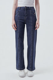 Jeans Calce Recto Mujer Azul Oscuro