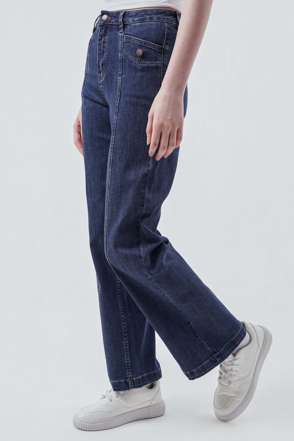 Jeans Calce Recto Mujer Azul Oscuro