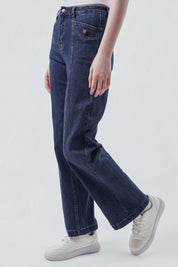Jeans Calce Recto Mujer Azul Oscuro