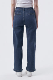 Jeans Calce Recto Mujer Azul Oscuro