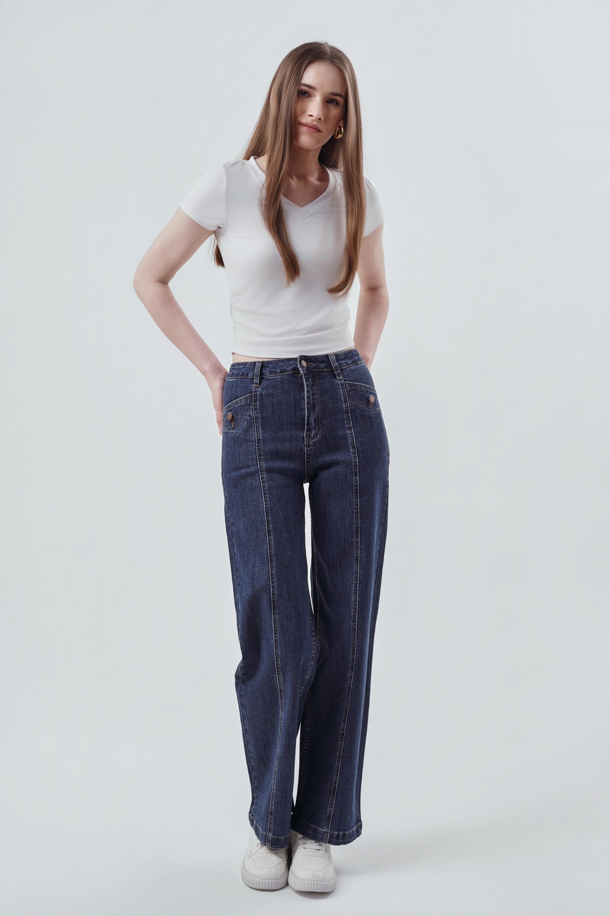 Jeans Calce Recto Mujer Azul Oscuro
