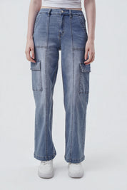 Jeans Mujer Calce Recto Azul Claro