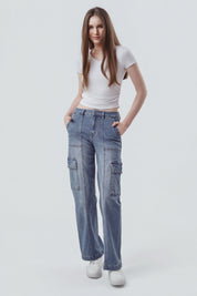 Jeans Mujer Calce Recto Azul Claro