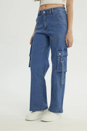 Jeans Calce Recto Mujer Azul