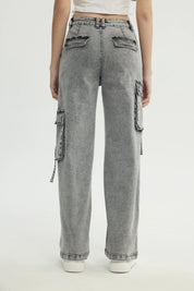 Jeans Mujer Calce Recto Gris