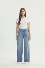 Jeans Wide Leg Mujer Azul