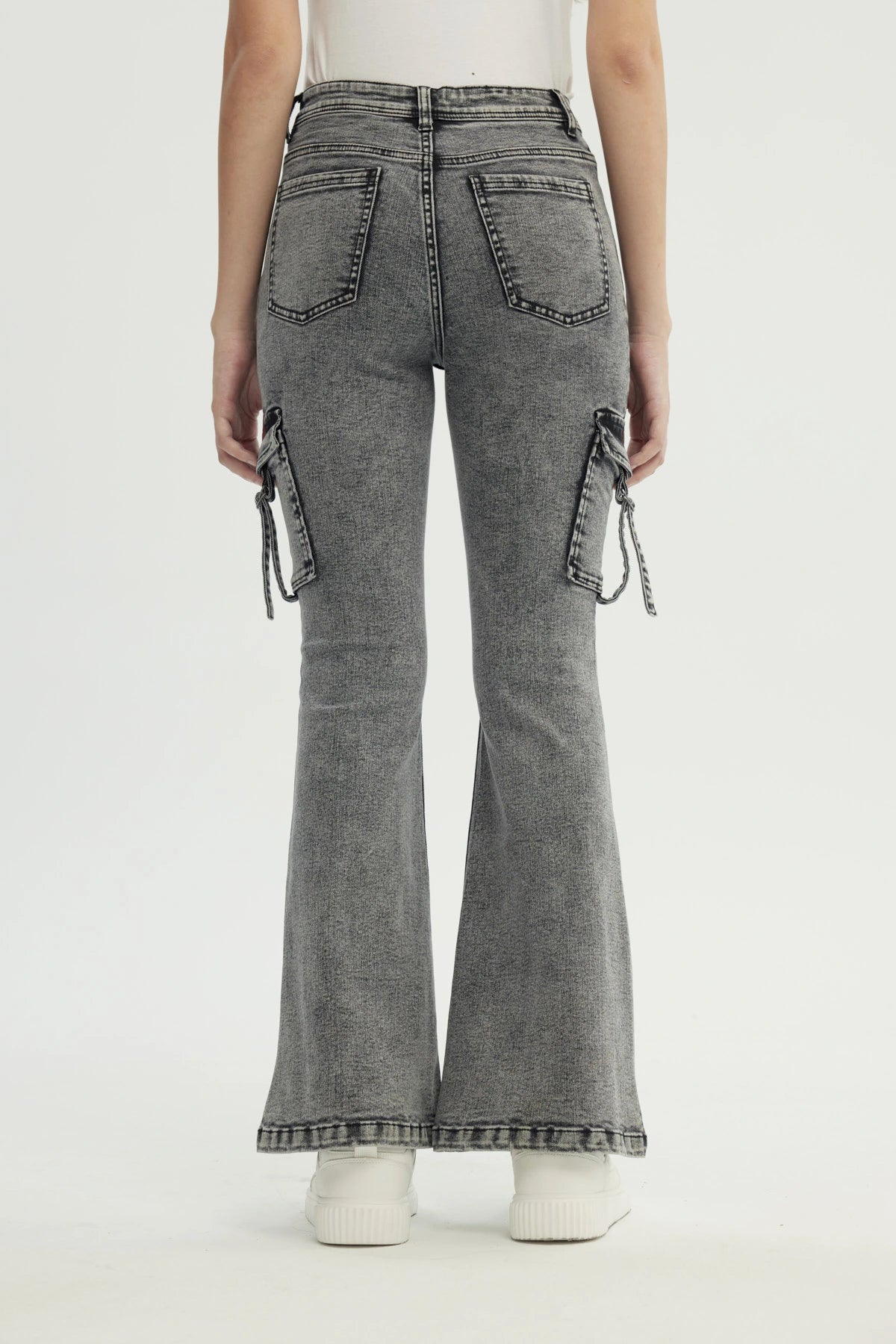 Jeans Mujer Flare Gris