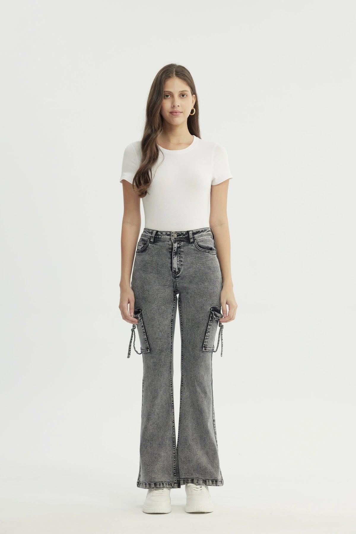 Jeans Mujer Flare Gris