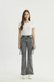 Jeans Mujer Flare Gris