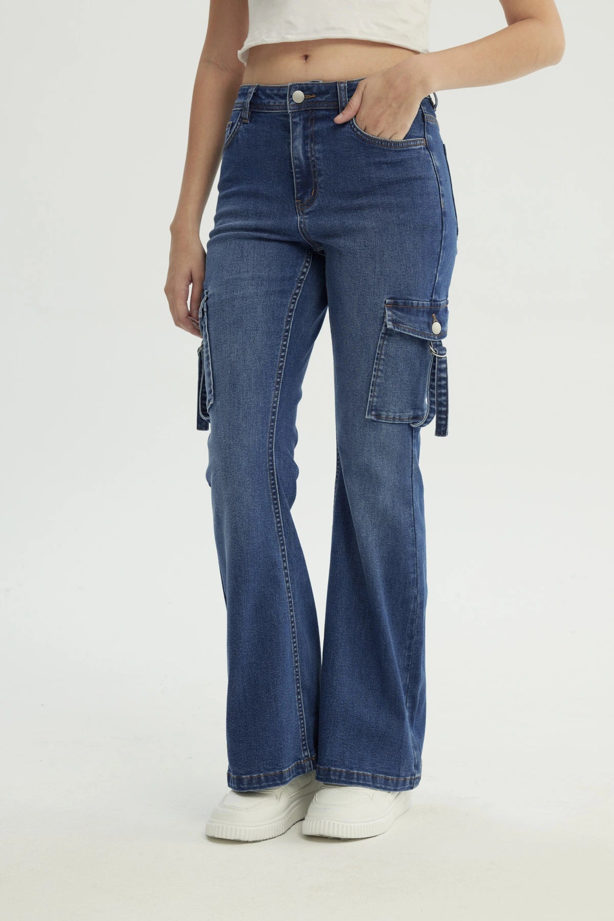 Jeans Mujer Flare Azul Oscuro