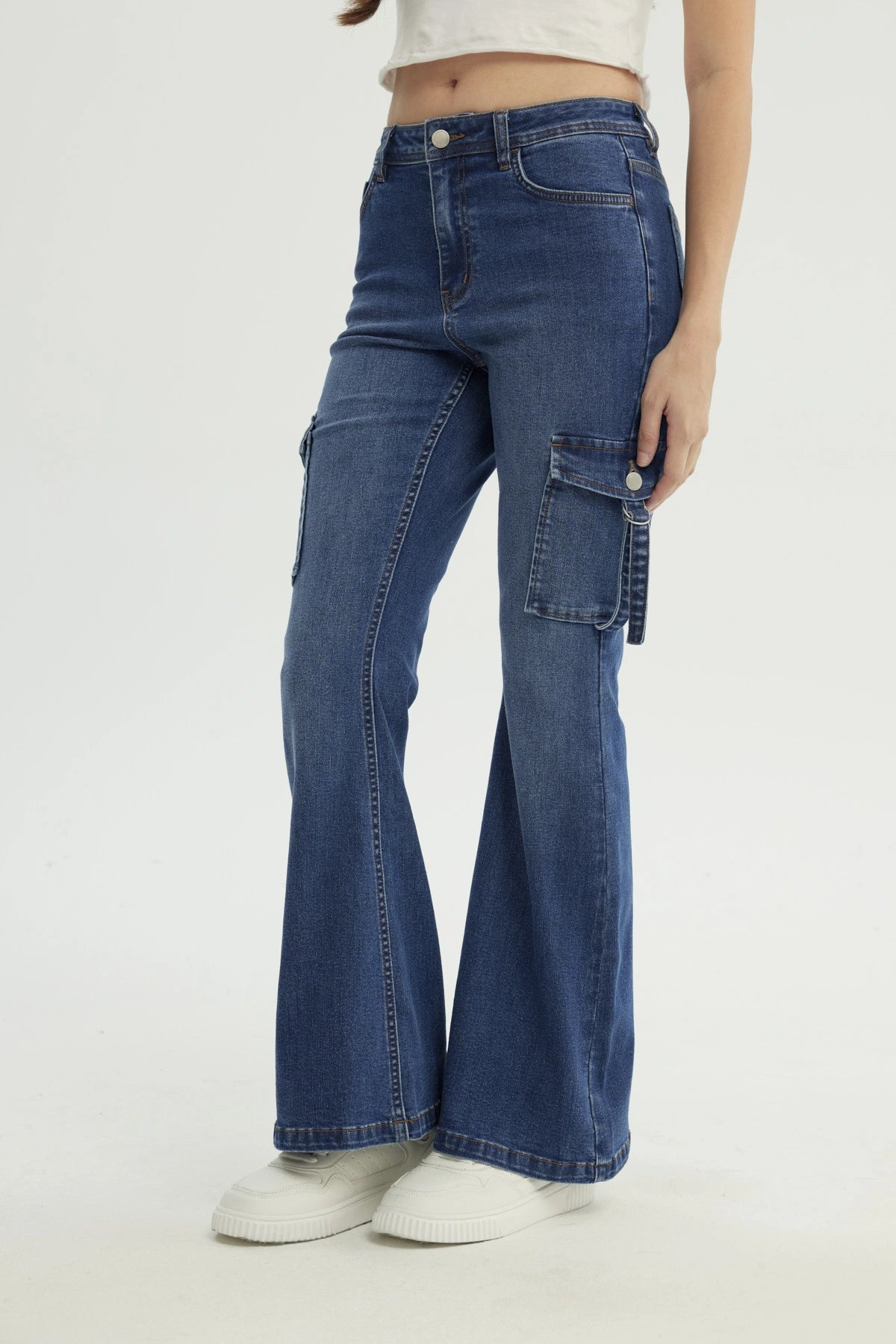 Jeans Mujer Flare Azul Oscuro