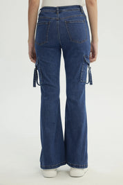 Jeans Mujer Flare Azul Oscuro