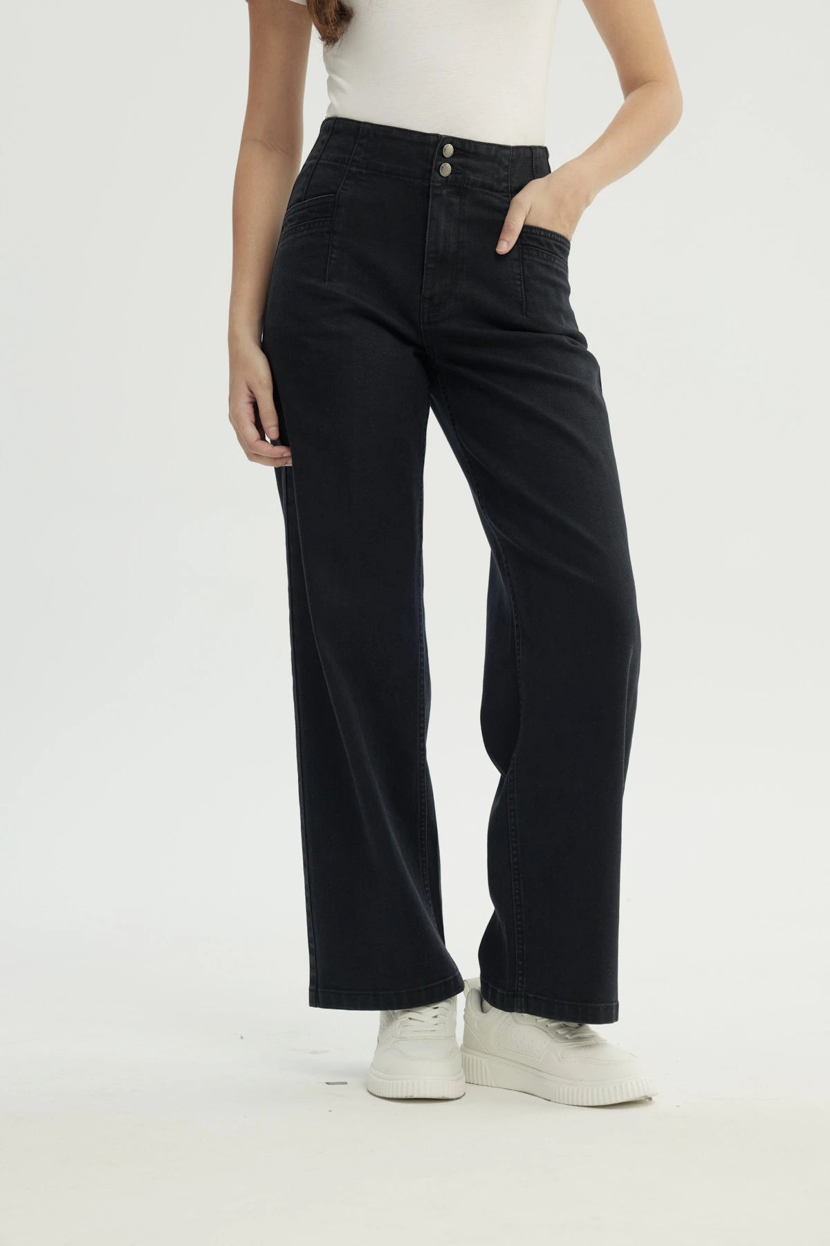 Jeans Mujer Calce Recto Negro