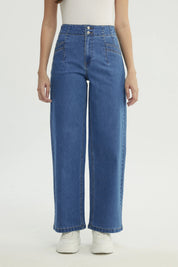 Jeans Mujer Calce Recto Azul